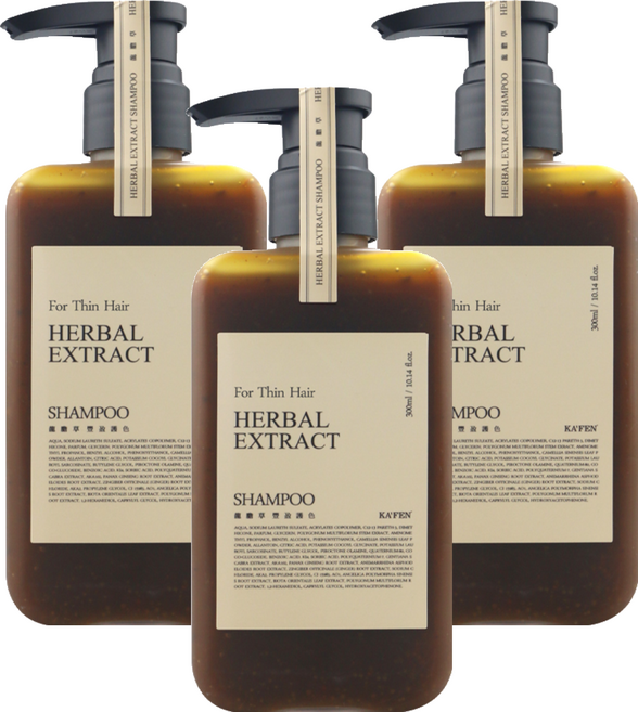 KA'FEN 卡氛 療癒草本 龍膽草豐盈護色洗髮精, 300ml, 3瓶