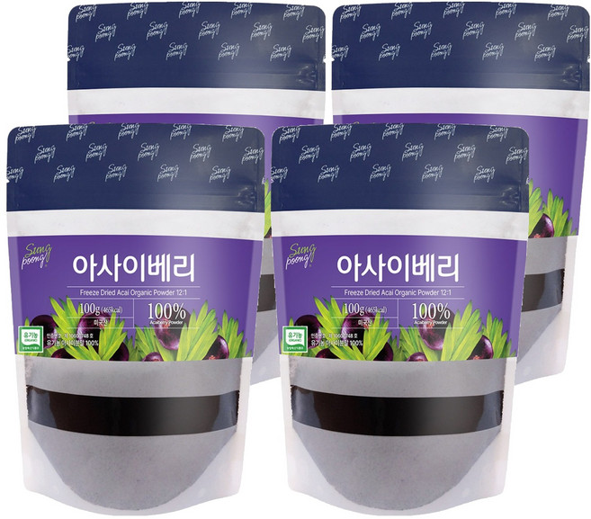 성풍양행 유기농 동결건조 아사이베리 분말, 100g, 4개