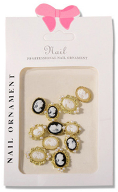 쿼르디 레트로 페이스 네일파츠 6 x 2p 세트, 1개, 골드