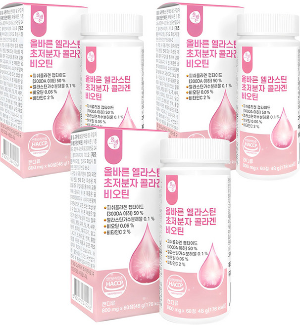올바른 엘라스틴 초저분자 콜라겐 비오틴, 60정, 3개
