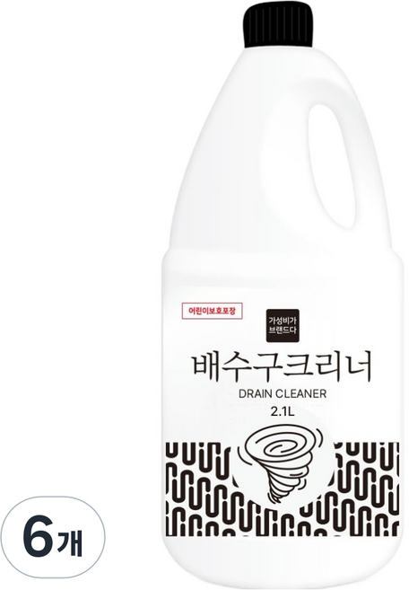 가성비가브랜드다 배수구 클리너, 6개, 2.1L