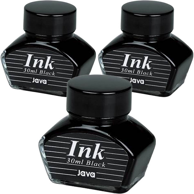자바펜 만년필 병잉크 30ml, 3개, 흑색