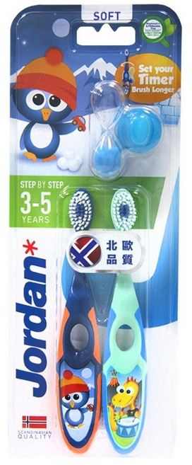 Jordan 兒童牙刷組 3~5歲 附贈品顏色隨機, 款式隨機, 2入, 1組