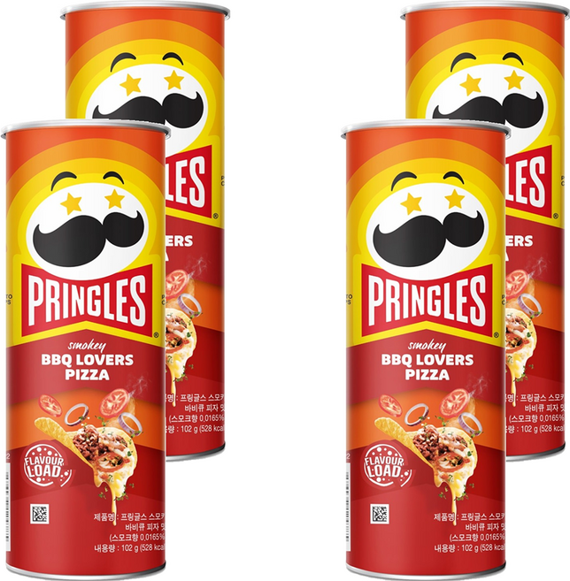 프링글스 감자스낵 스모키 바비큐 피자맛, 102g, 4개