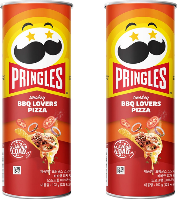 프링글스 감자스낵 스모키 바비큐 피자맛, 102g, 2개