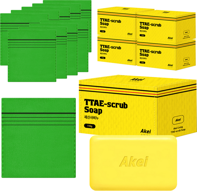 아케이 리빙 세신사 비누 + 때타올 2p, 90g, 5세트