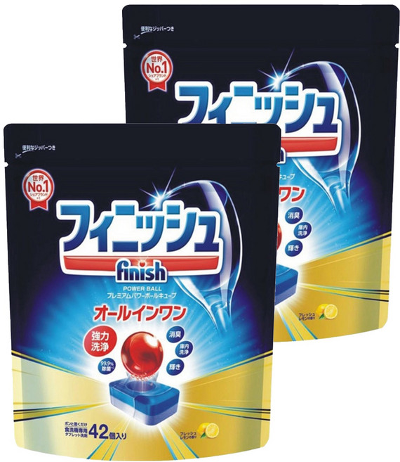finish 洗碗機專用 紅球強效洗碗清潔錠 42個, 756g, 2包