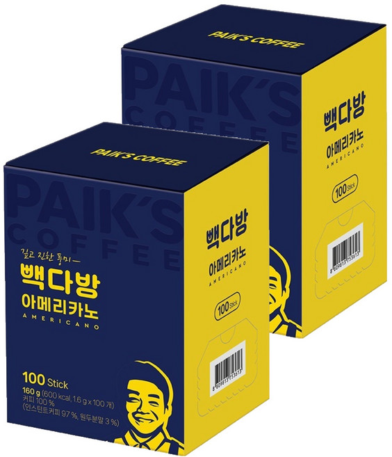 빽다방 아메리카노 스틱커피, 1.6g, 100개입, 2개