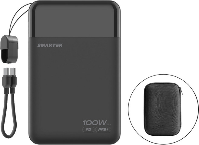 스마텍 100W 초고속 대용량 보조배터리 20000mAh, 블랙, STPB-Q100W20