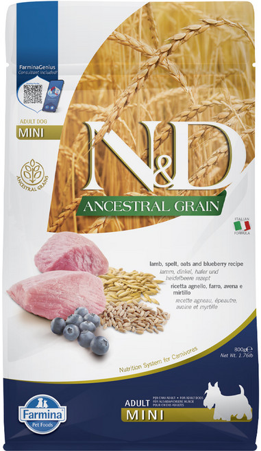 Farmina 法米納 全齡犬 天然低穀系列 乾飼料 小顆粒, 羊肉藍莓, 800g, 1袋