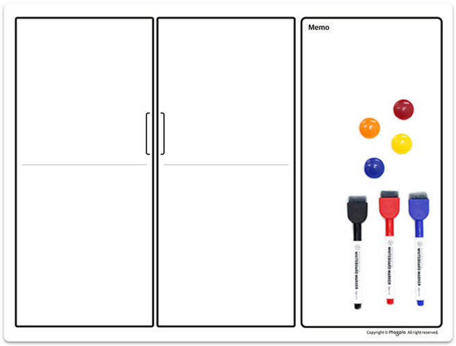 마그피아 냉장고를 부탁해 고무자석 화이트보드 + 마카펜 랜덤발송 3p + 자석 홀더 랜덤발송 4p 세트