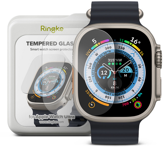링케 애플워치 울트라 강화유리 액정보호필름 4p 세트, 1개