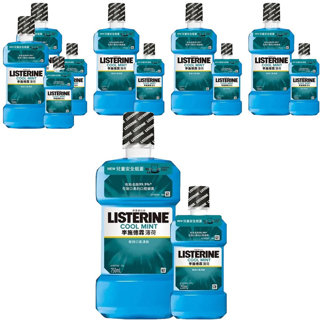 LISTERINE 李施德霖 台灣公司貨 薄荷除菌漱口水 750ml + 250ml, 1L, 6組