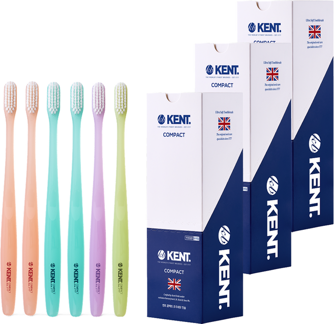 켄트 오리지날 콤팩트 초극세모 칫솔, 6개입, 3세트