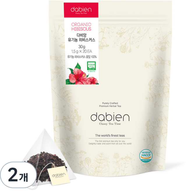 다비앙 유기농 히비스커스 차, 1.5g, 20개입, 2개