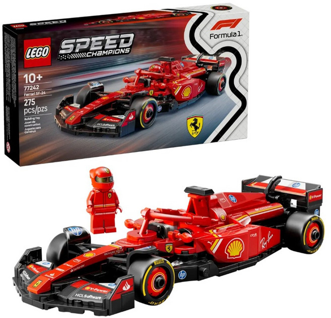 LEGO 樂高 77242 Speed系列 法拉利 Ferrari SF-24 F1 賽車模型積木, 紅色, 1盒