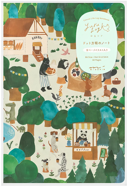 日本 MIDORI Yuru Log筆記本 15352 B6, 1本, 森林動物 多色