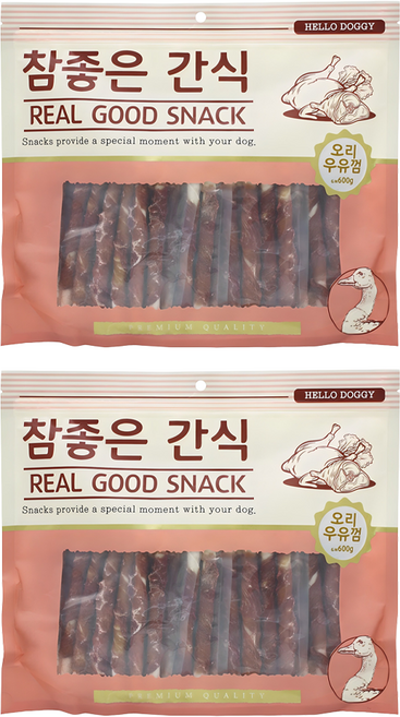 참좋은간식 강아지 건조간식, 오리우유껌, 400g, 2개