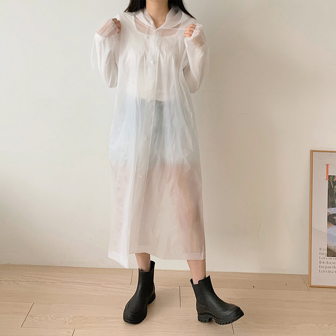 깨비다 남녀공용 다회용 EVA 레인코트 우비