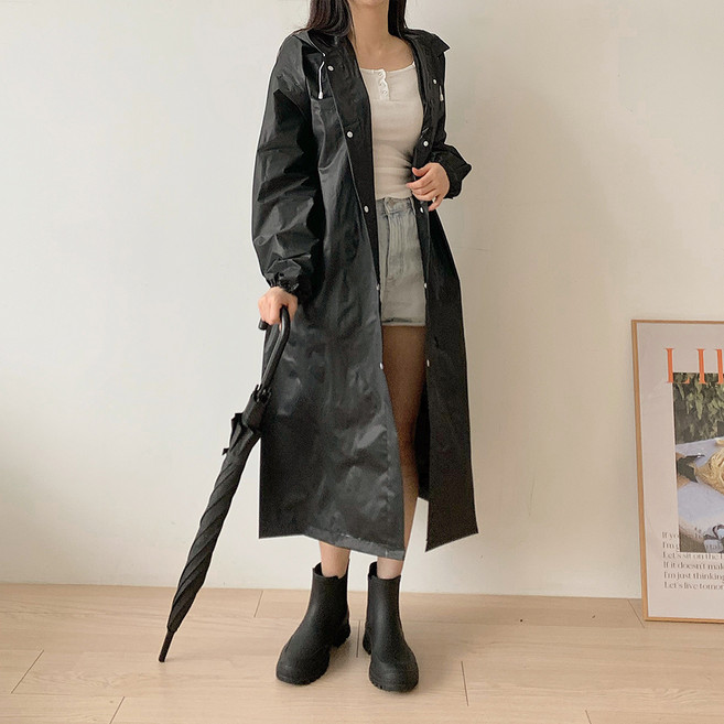 깨비다 남녀공용 다회용 EVA 레인코트 우비