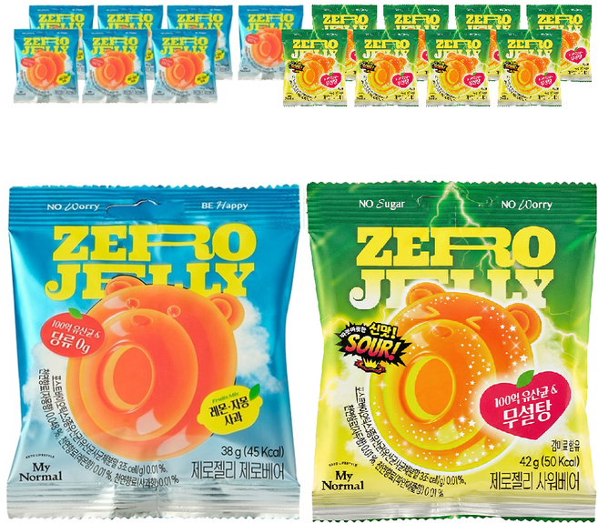 마이노멀 무설탕 제로베어 젤리 38g 8p + 사워베어 42g 8p, 1세트, 640g