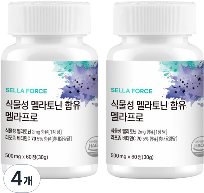 셀라포스 식물성 멜라토닌 멜라프로 리포좀비타민c 함유 30g, 4개, 60정