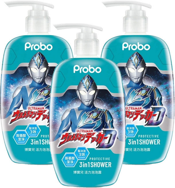 Probo 博寶兒 ULTRAMAN 活力泡泡露, 500ml, 3瓶