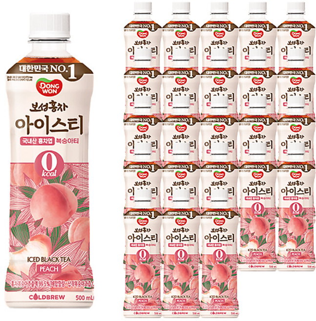 동원보성홍차 아이스티 제로 복숭아, 500ml, 24개