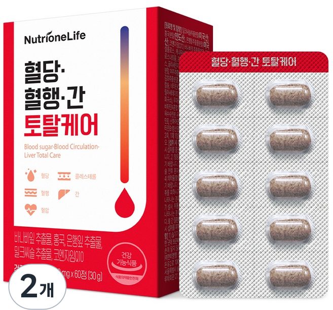 뉴트리원 혈당 혈행 간 토탈케어 30g, 2개, 60정