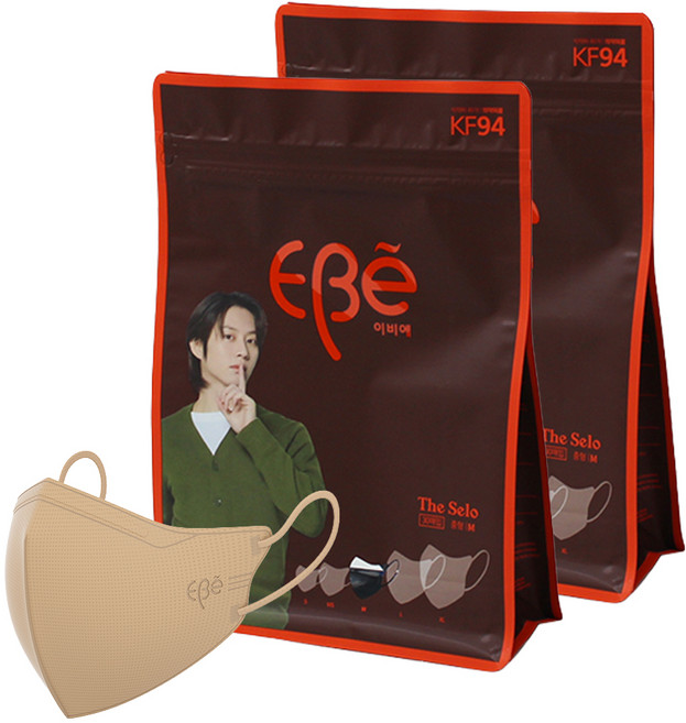 이비에 더세로 마스크 대형 KF94 + 향균파우치 세트, 30개입, 2개, 베이지