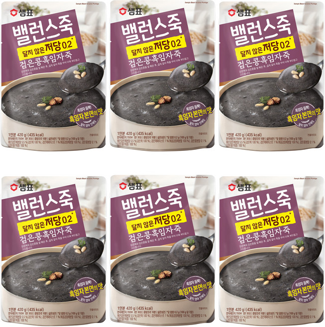 샘표 밸런스죽 검은콩흑임자죽, 420g, 6개