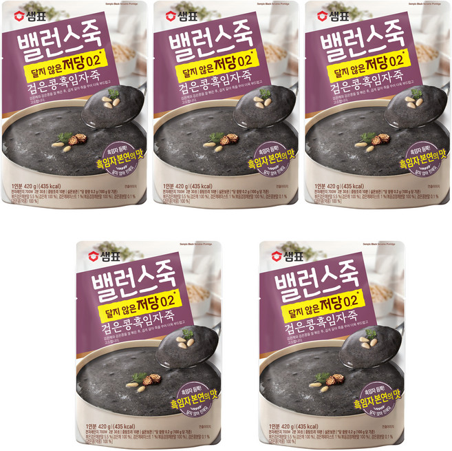 샘표 밸런스죽 검은콩흑임자죽, 420g, 5개