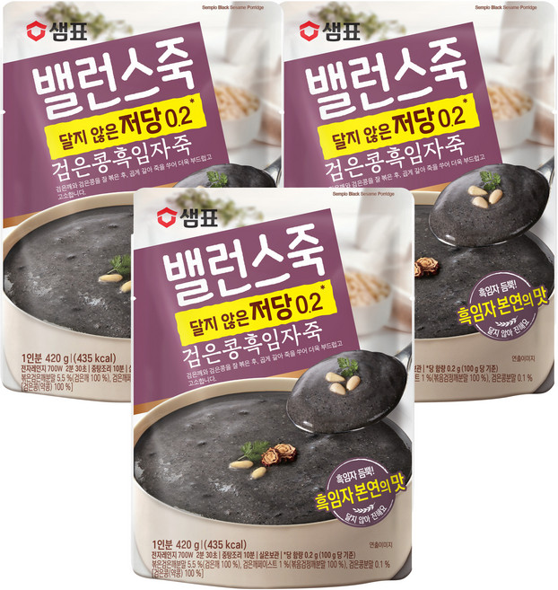 샘표 밸런스 검은콩흑임자죽, 420g, 3개