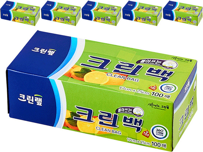 크린랩 크린백 17cm x 25cm, 미니(XS), 100개입, 6개