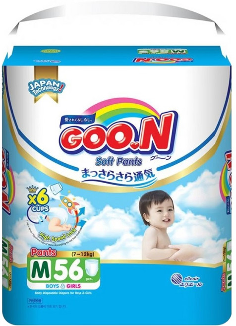GOO.N 大王 輕薄舒爽 紙尿布 褲型 7~12kg, M, 56片