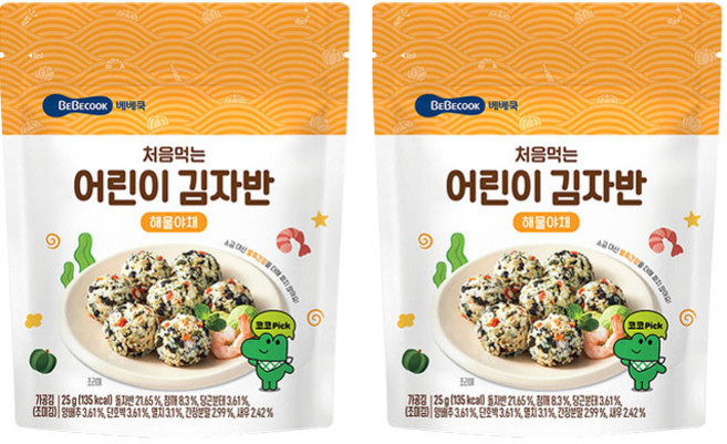 베베쿡 처음먹는 어린이 김자반, 해물야채맛, 25g, 2개