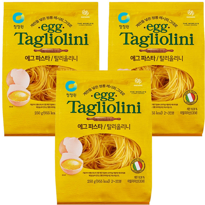 청정원 에그 탈리올리니 파스타, 250g, 3개