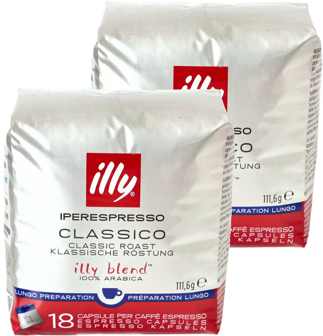 illy 意利 18 Classico Lungo 膠囊咖啡, 18入, 2個