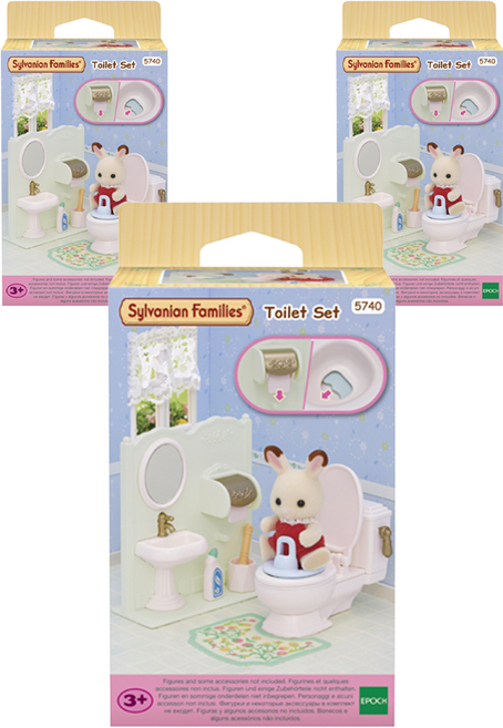실바니안패밀리 아기 변기 화장실 피규어 세트 5740, 3세트