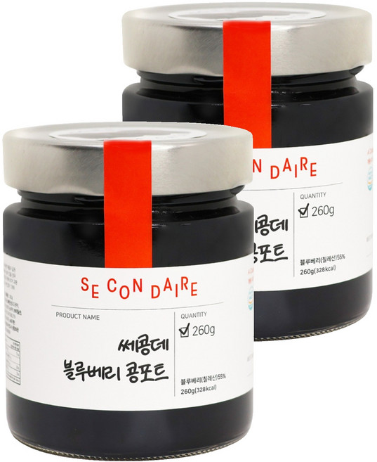 쎄콩데 무가당 블루베리 콩포트, 260g, 2개