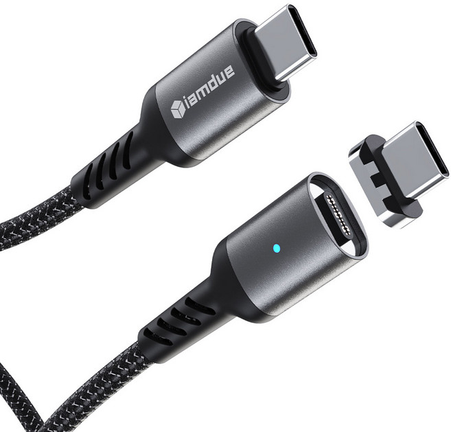 아이엠듀 C타입 마그네틱 자석 고속 충전케이블 100W 150cm, 블랙, 1개