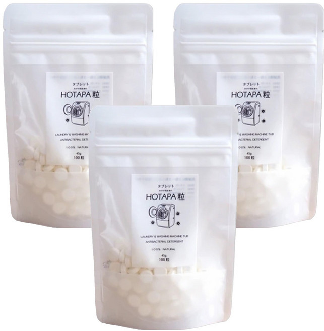 HOTAPA 天然貝殼粉洗衣槽去污清潔錠 100顆, 45g, 3包