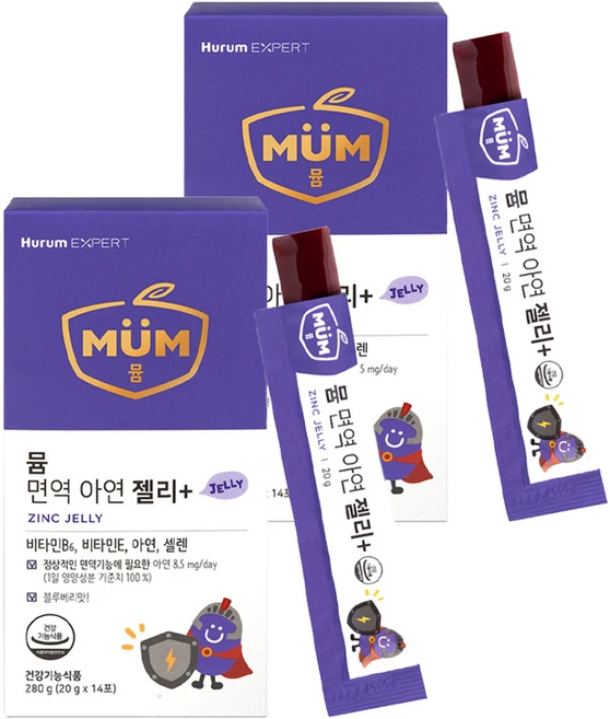 휴럼 뮴 면역 아연 젤리 어린이 영양제 블루베리맛, 280g, 2개 - 쿠팡