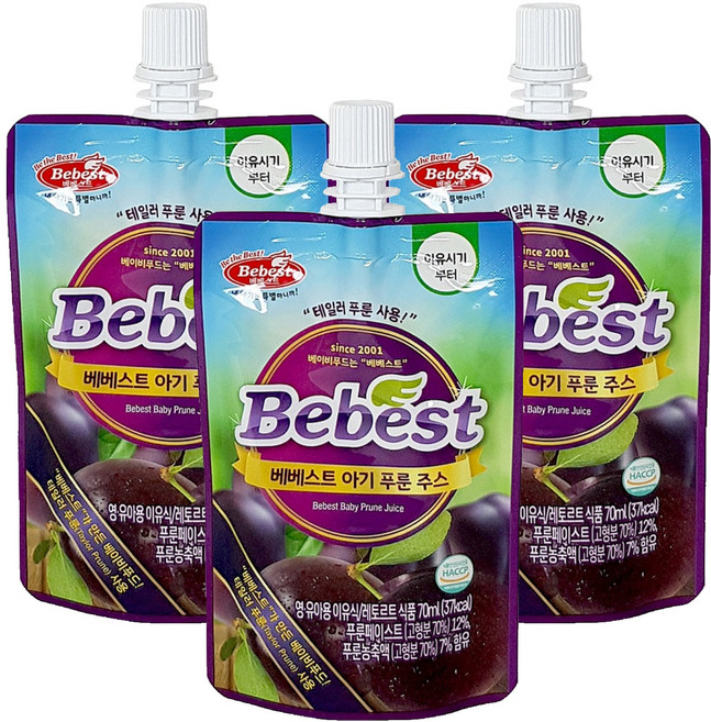 베베스트 아기 푸룬 주스, 70ml, 3개