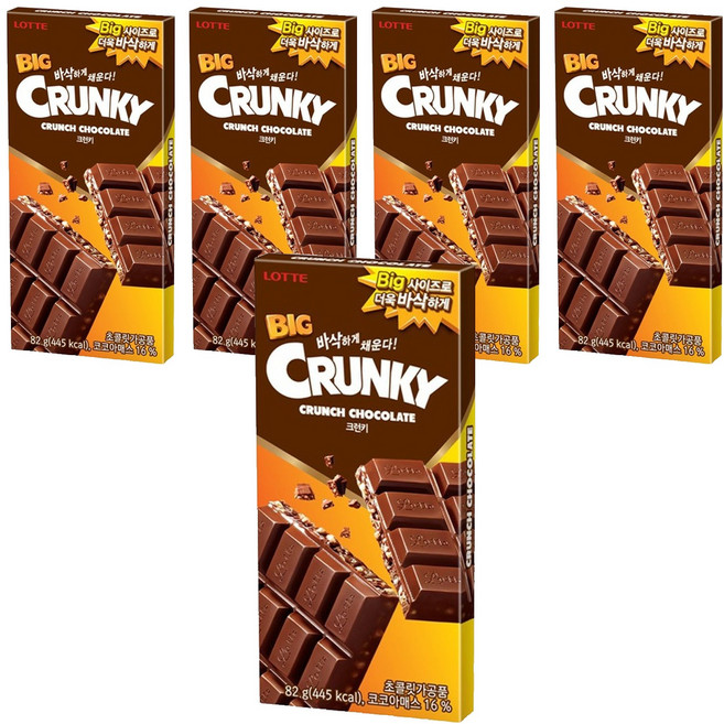 롯데웰푸드 빅 크런키, 82g, 5개