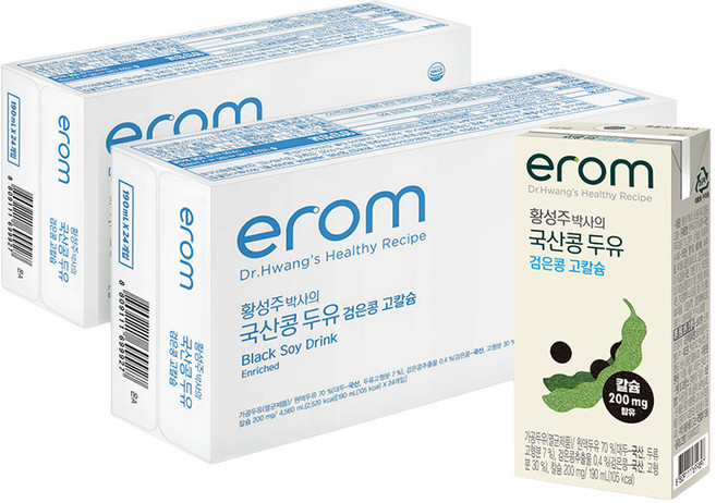 이롬 황성주 검은콩 고칼슘 두유, 190ml, 48개
