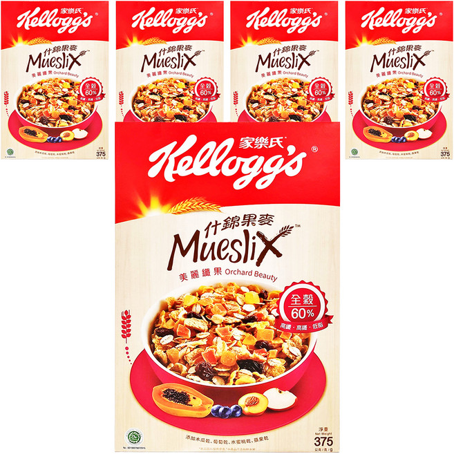 Kellogg's 家樂氏 Mueslix 什錦果麥 美麗纖果, 375g, 5盒