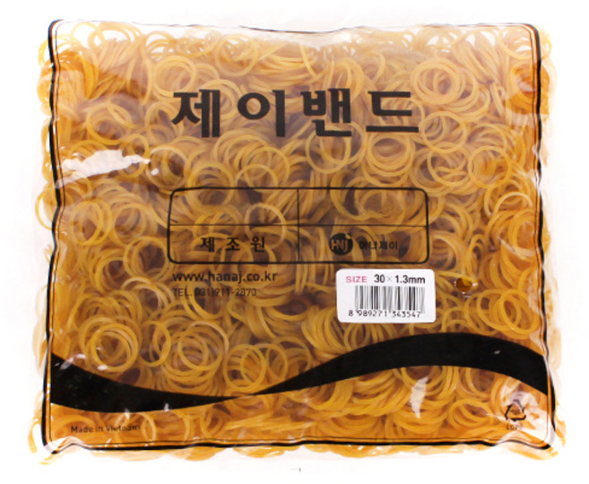 하나제이 10000 고무 제이밴드 30 x 1.3 mm, 노란색, 1개