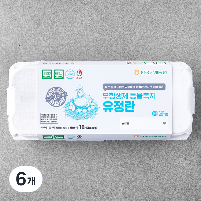 목계촌 동물복지 인증 유정란 520g, 6개, 10구