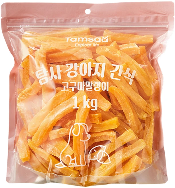탐사 강아지 고구마말랭이 간식, 1kg, 1개, 고구마 - 쿠팡